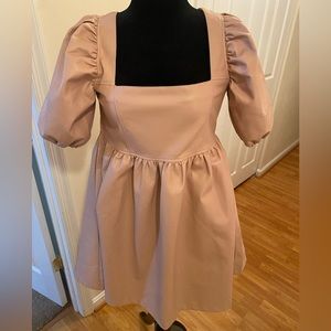 Adorable Faux Leather Babydoll Dress